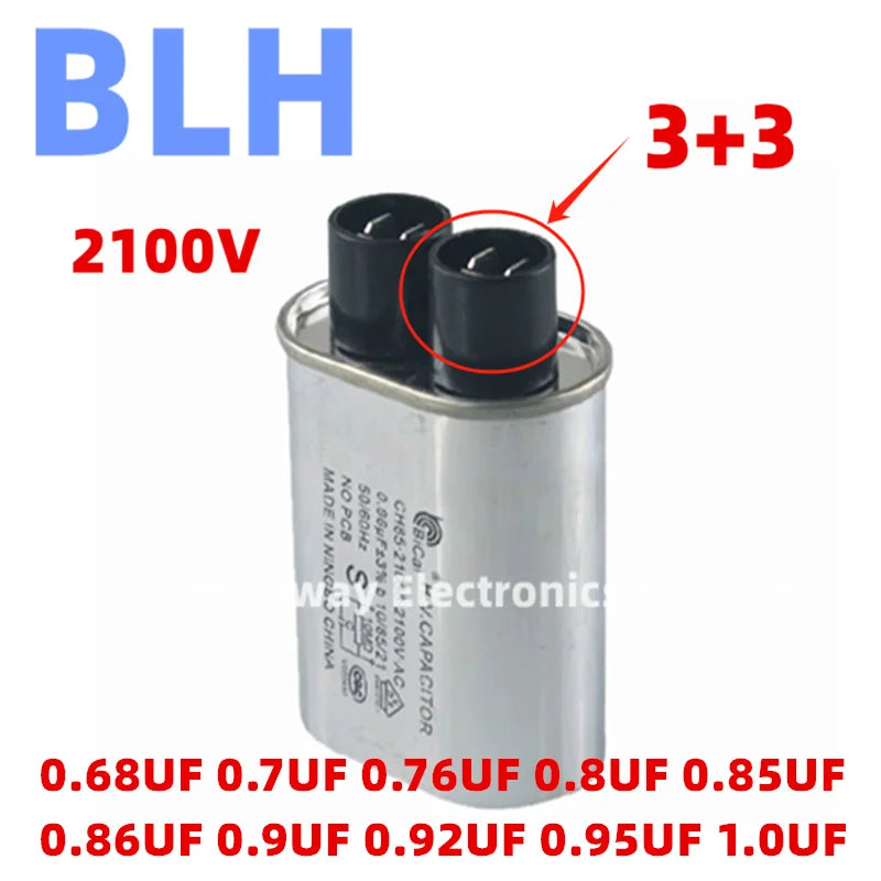 CH85 High Voltage Microwave Oven Capacitor 2100V 3+3 0.68UF 0.7UF 0.76UF 0.8UF 0.85UF 0.86UF 0.9UF 0.92UF 0.95UF 1UF 1.0UF