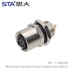M8 IP67 Waterproof Circular Connector 3 4 5 6 8 Pin Front Rear Panel Mount Solder Industrial Socket Screw M8 M10 M11 M12