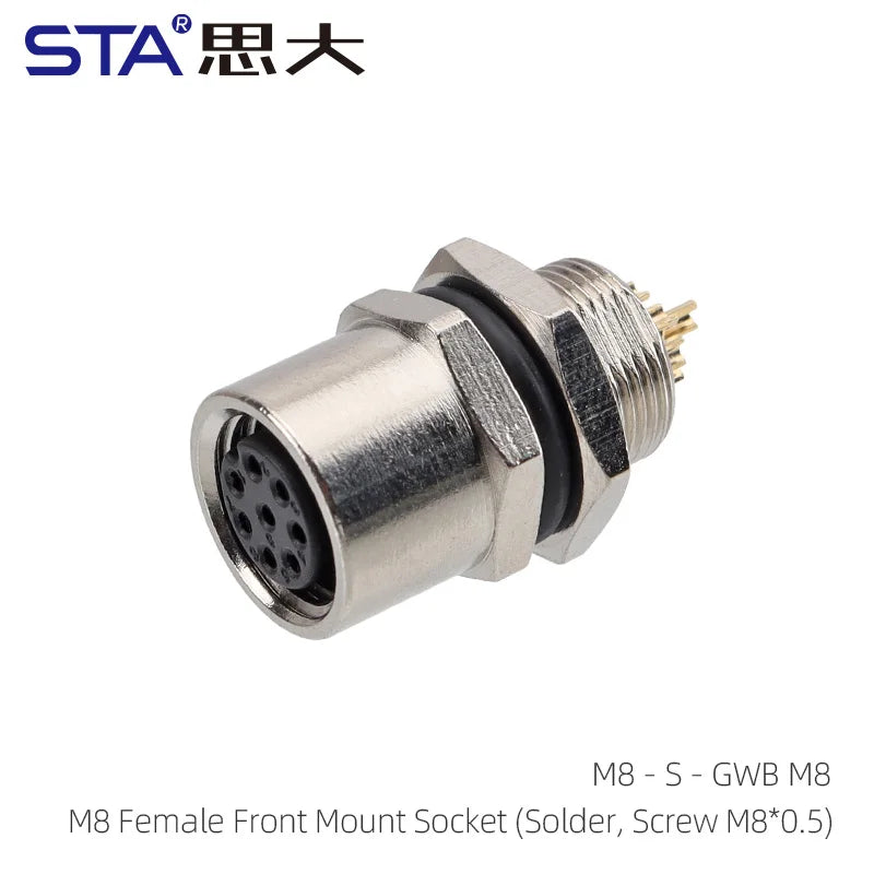 M8 IP67 Waterproof Circular Connector 3 4 5 6 8 Pin Front Rear Panel Mount Solder Industrial Socket Screw M8 M10 M11 M12