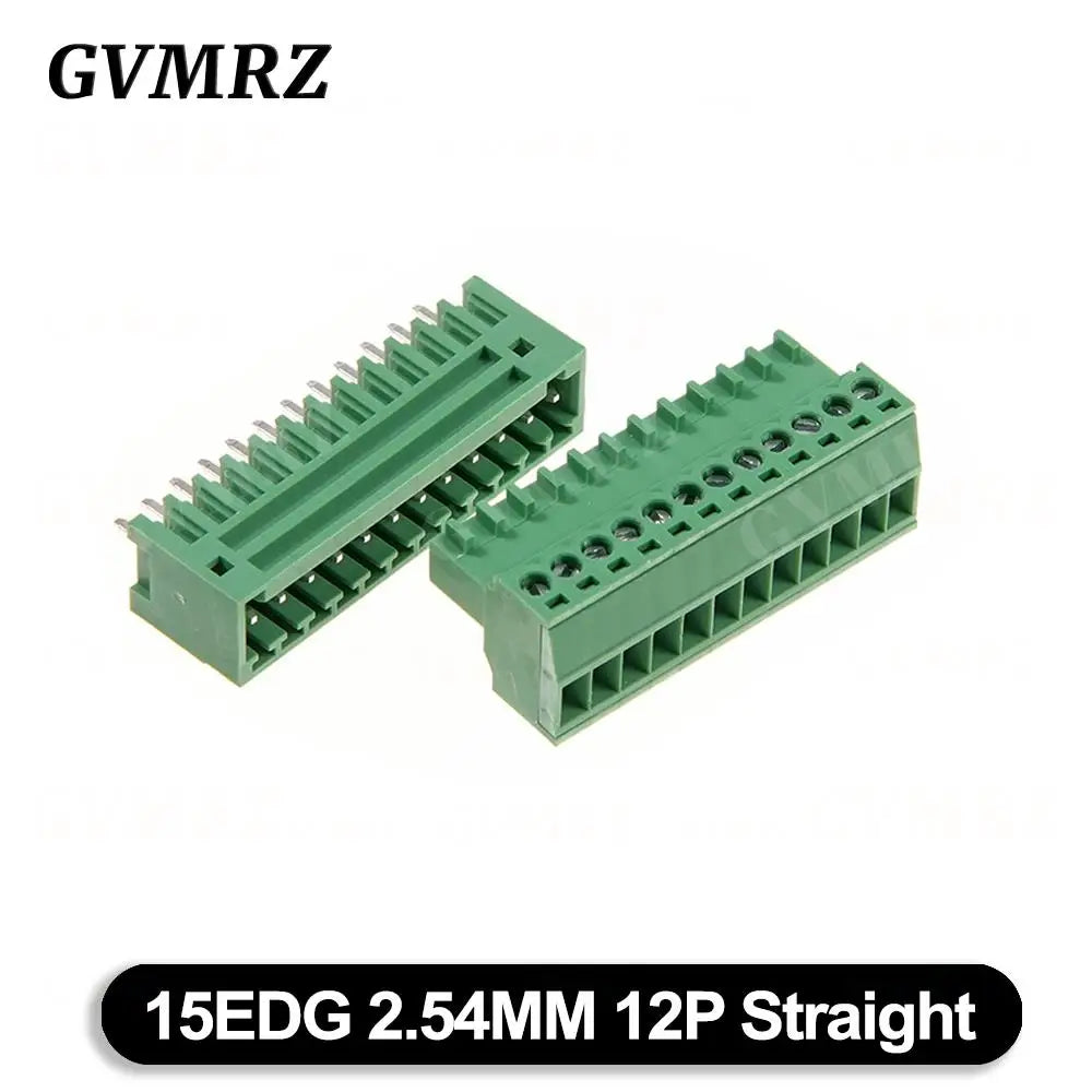 5Set/lot 15EDG 2.54mm PCB Seal Screw Terminal Block 2 ~ 12 Pin KF15EDG 2.54 Male Plug + Female Socket Pin Header Wire Connector