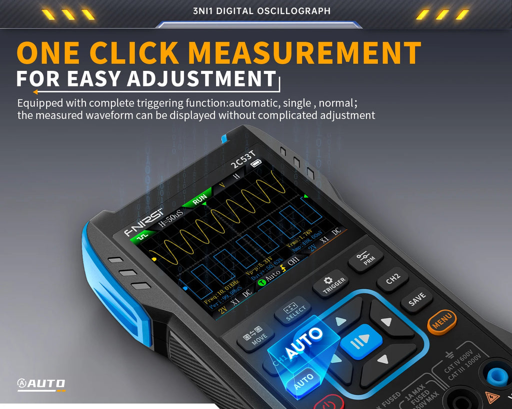 FNIRSI 2C23T 2C53T Upgrade 50MHz Handheld Digital Oscilloscope Multimeter Signal Generator  3 in 1 Dual Channel Automotive Tools