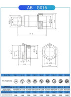 5/10/20Set GX12 GX16 GX20 2 3 4 5 6 7 8 9 10 12 14 15 Pin Docking Aviation Plug Socket Waterproof Circular Connector