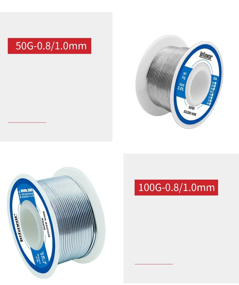 0.8mm 1.0mm 2.0mm 20g 50g 100g Soldering Tin Wire Tin Melt Rosin Core Solder Soldering Wire Roll No-clean FLUX 2.0%