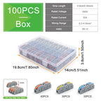 100Pcs 221 Series Boxed Lever Wire Connectors Quick Splicing Terminal Block 0.2-4mm² 32A 250V Electrical Cable Connector Set