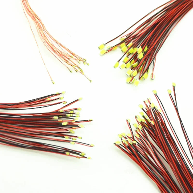 10pcs/Lot 0805 SMD Lamp Wired Micro Led Pre-soldered Micro Litz Wired Chip 30cm 3V Railway Model Gundam Scenes