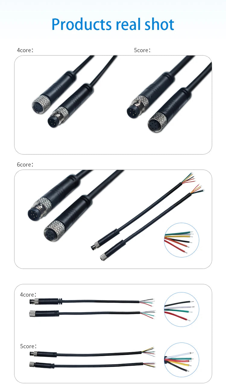 Waterproof M8 Male Female Aviation Plug Socket 3pin 4pin 5pin 6pin Straight Circular M8 Sensor Electrical Connector Power Cable