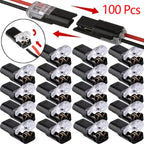 10/20/30/50/100 Pack of H2 2-Pin Pluggable Wire Connectors, Nylon Insulated Copper Quick-Connect Terminal Blocks, Suitable for Low-Voltage Cables, No Power Mode Required, No Electronic Components