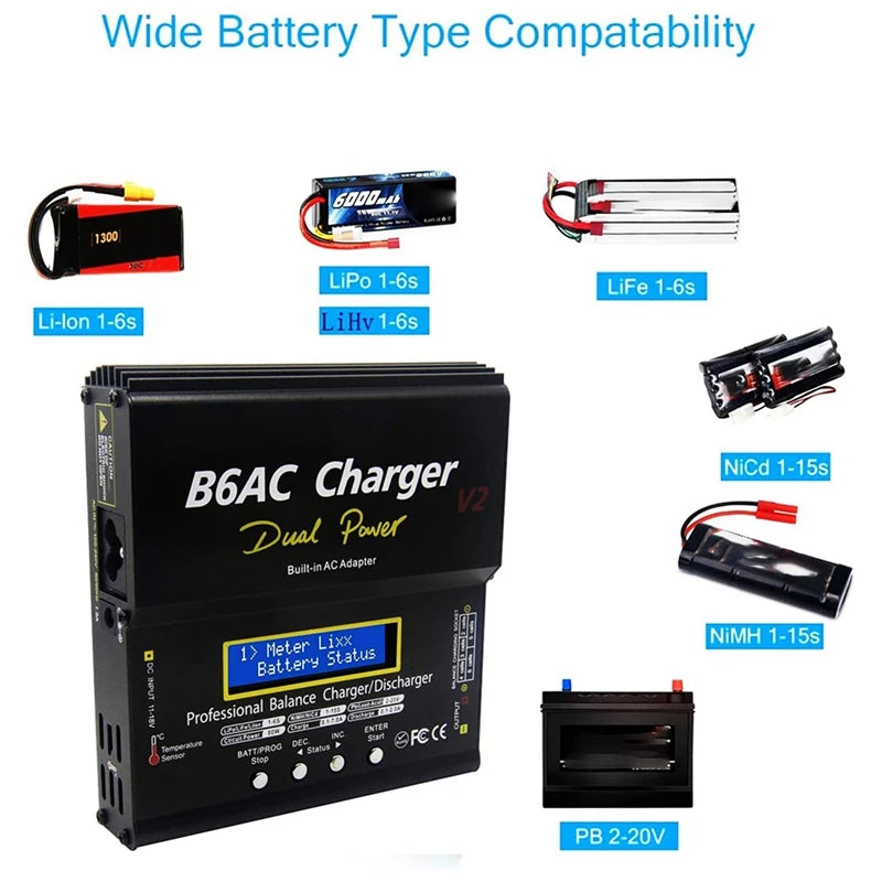 X59A_B6 Charger Black IMAX B6AC V2 80W 7A Smart Balance Charger