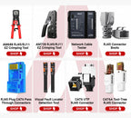 AMPCOM RJ45 Crimper Lan Tester Tool Set Ethernet Cable Stripper Punch Down Tool rj 45 rj11 Connectors 12 in 1 Cabling Repair Set