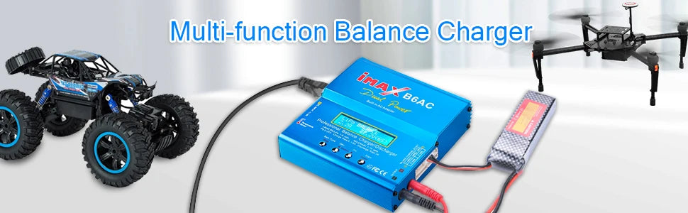 iMAX B6AC 80W 6A Lipo Charger Balancer For Nimh Nicd Lipo LiFe Li-ion Pb Battery LCD Screen Display RC Charger Discharger XT60