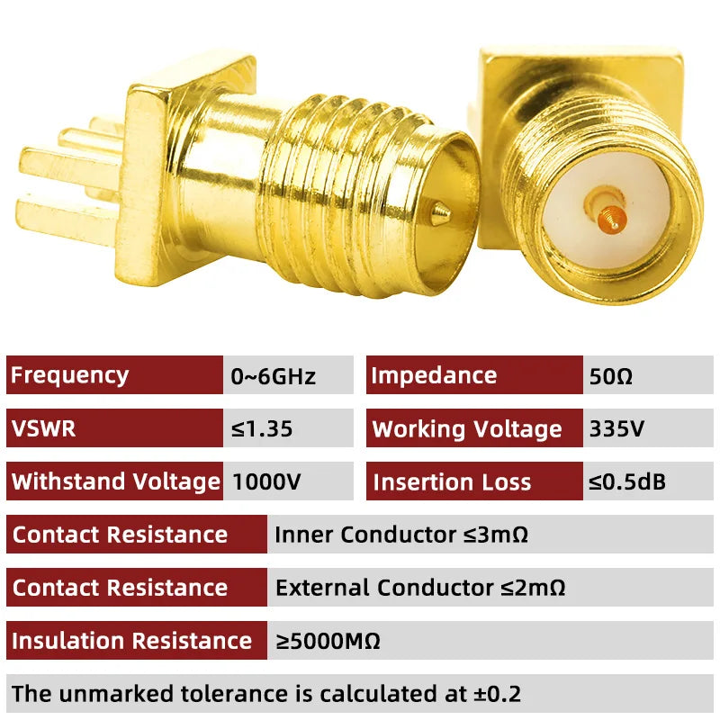 1.2mm Spacing Edge PCB Straight Right Angle Mount RF Copper Connector RPSMA-KE SMA-KE