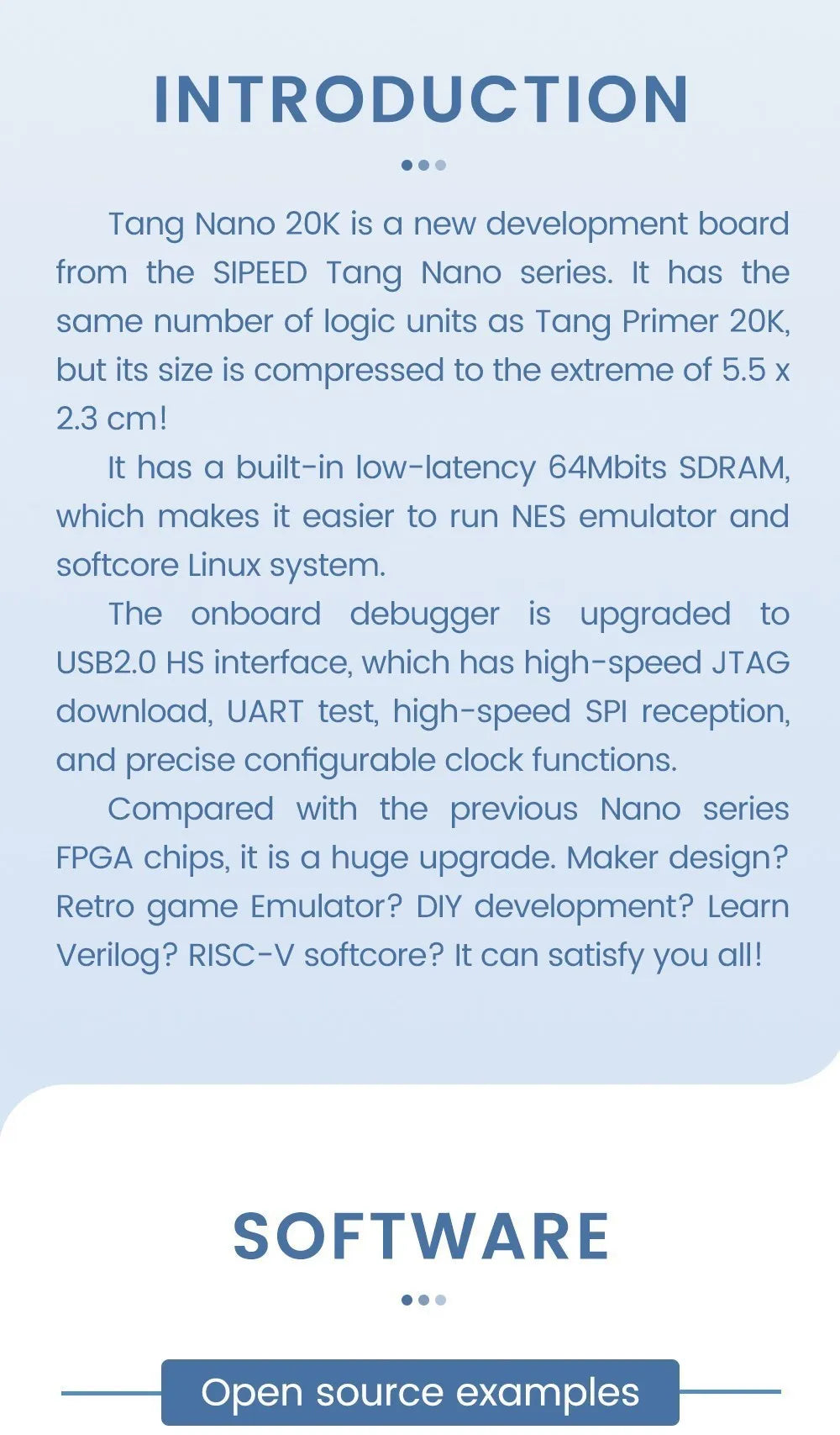 Tang Nano 20K FPGA Development Board RISCV Linux Retro Game Player