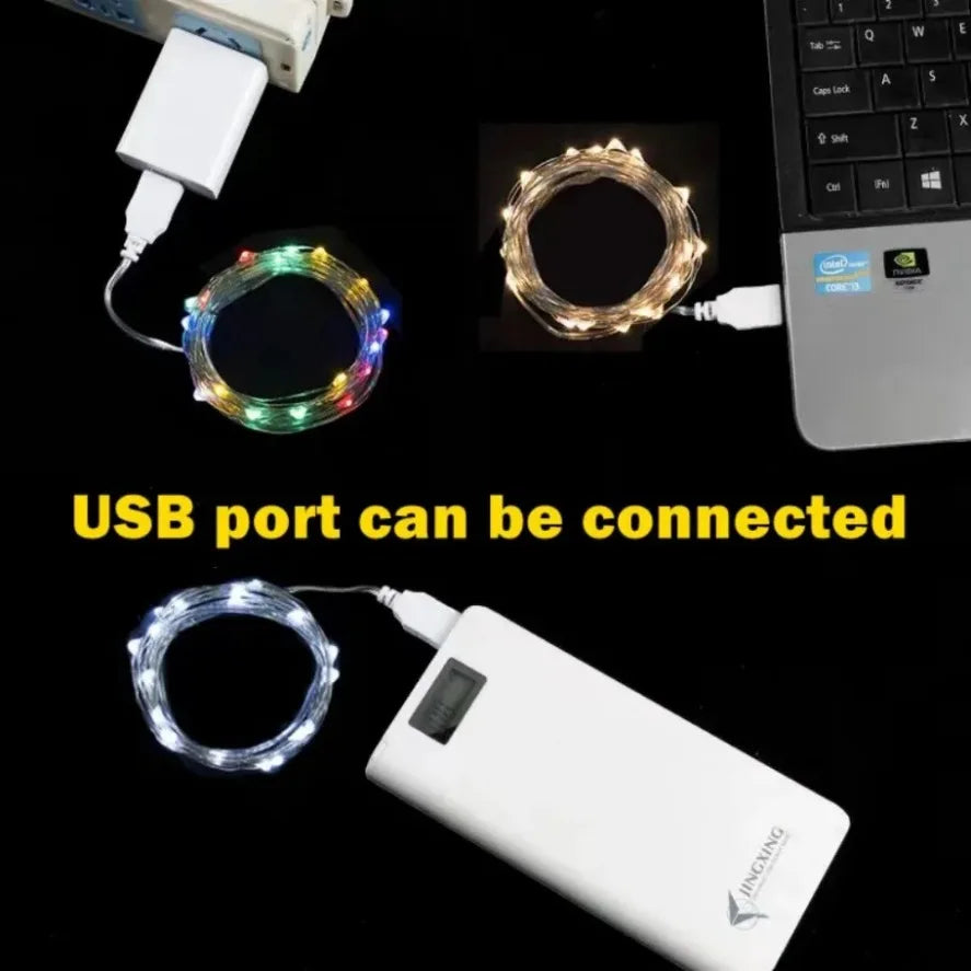 USB Copper Wire Lights Fairy Garland Lights LED String Lights Outdoor Waterproof String For Christmas Wedding Party Decorations