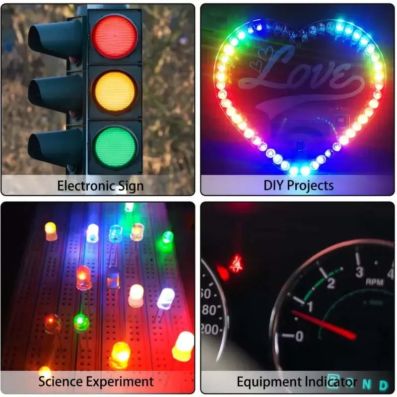 500Pcs Box 5mm LED Diode Yellow Red Blue Green White Assortment Light DIY Kit Light Emitting Diode Set