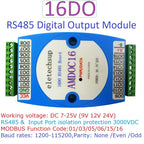 DC 12V 24V 8DI-8DO 16DI 16DO RS485 Isolated Communication Digital NPN PNP Input and Output MODBUS RTU PLC Expansion Board