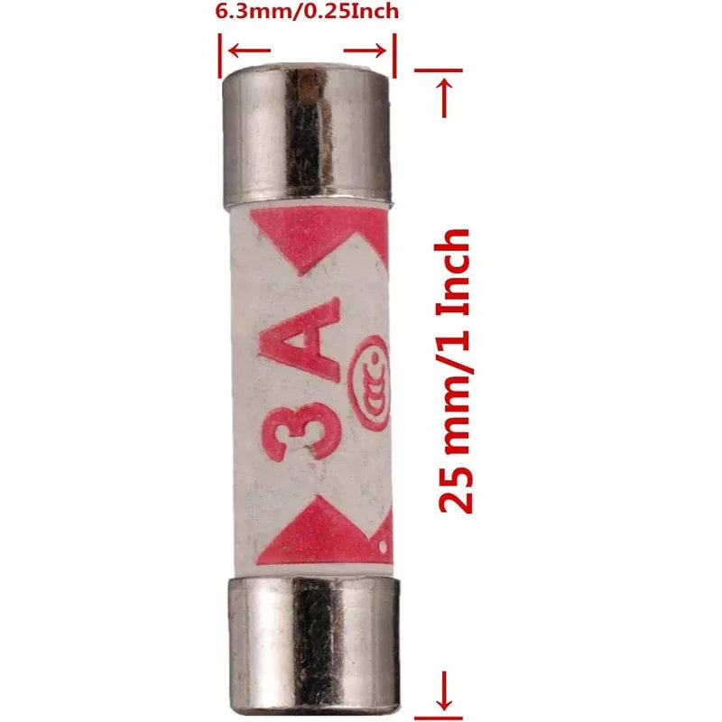 100pcs/boxed 6x25mm Ceramic Fuse 1A 3A 5A 10A 13A British Plug Fuse Insurance Fast Blow Tube Fuses Assortment Kit