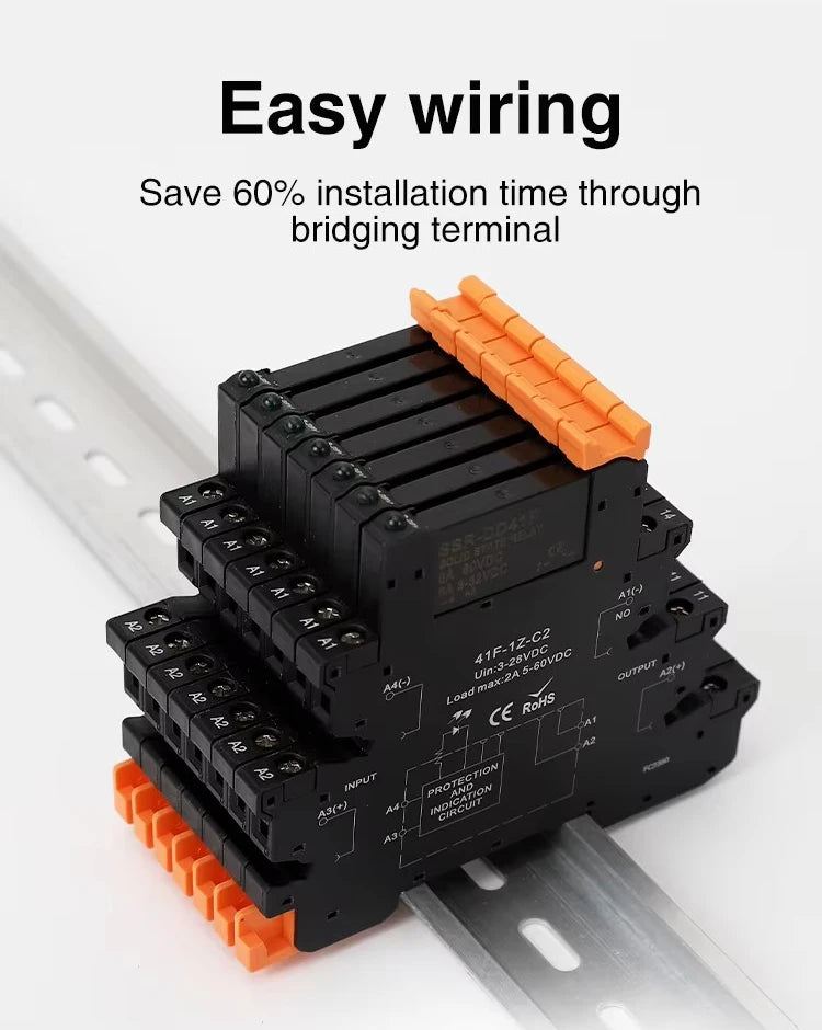 DC Control AC Slim Interface Solid State Relay Module DIN SSR Slim Relay DC Control DC 41F-1Z-C2 C4 SSR Relay DIN Rail