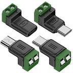 Type C/Micro Female To 2 Pin Terminal Block Solderless Charging Connector 5V USB C Screw Terminal Solderless Plug OTG Adapter