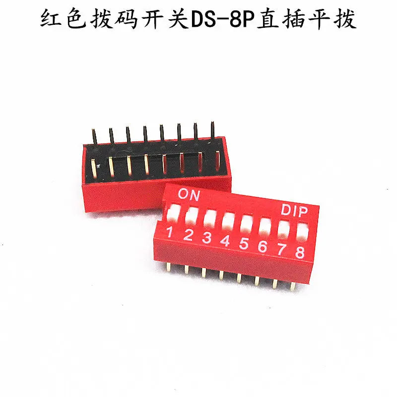 10PCS Red and blue dip switch 1 2 3 4 5 6 7 8 9 10 12PIN toggle switch spacing 2.54mm feet