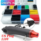 300W Hot Air Gun 110V US Plug with Heat Shrink Tubing Kit 2:1 Shrinkable Wire Connect Cover Cable Repair Protection Heat Gun