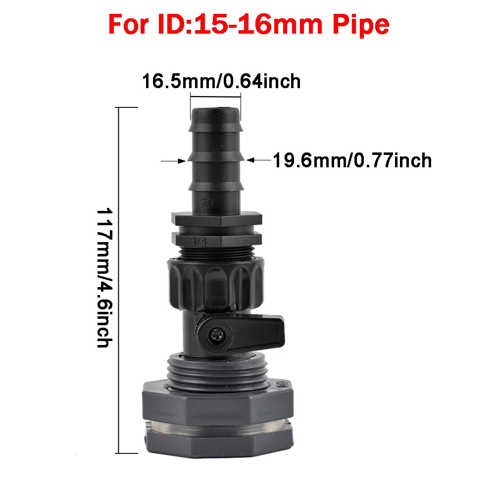 Rain Barrel Overflow Kit, 3/4 Inch Rain Barrel Valve, Barbed Fittings Connectors Tee Elbow Water Pipe Fittings