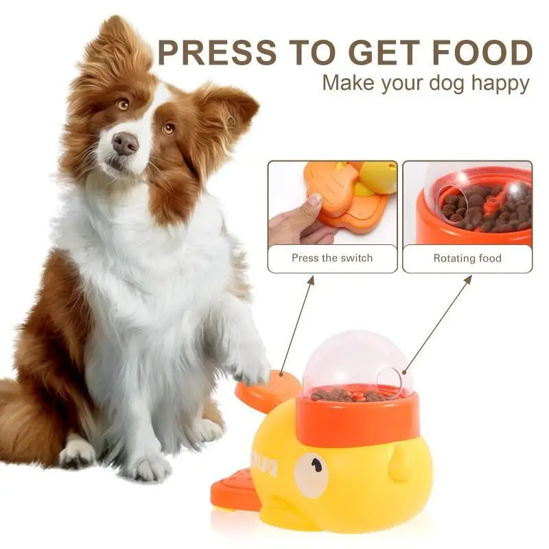 Intelligent Dog Automatic Feeder Cat Dog Puzzle Feeder Interactive Pet Food Treat Dispenser Cartoon Duck Design for Dog Training