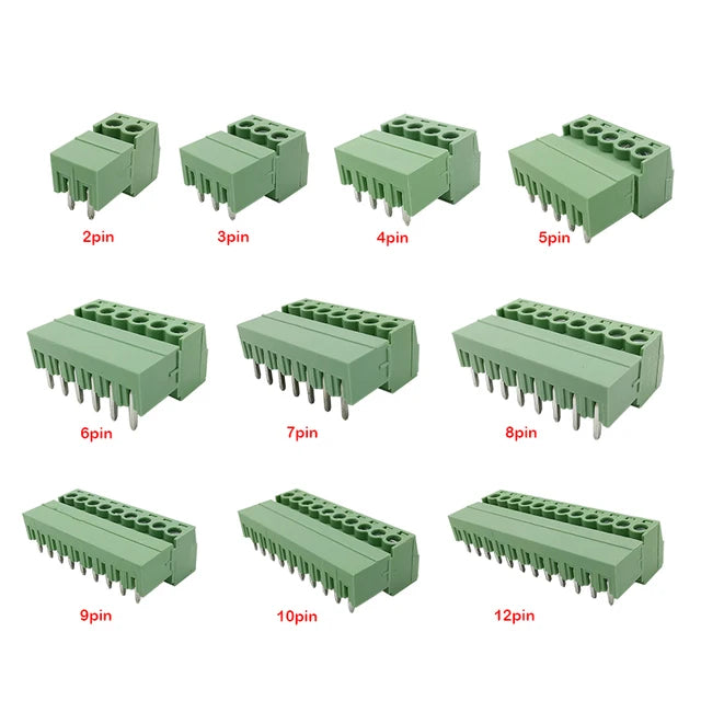 5Pair KF2EDG 3.5mm/3.81mm/3.96mm/5.08mm 15EDG 2-12Pin Male Plug Female Socket PCB Screw Terminal Block Pin Header Wire Connector