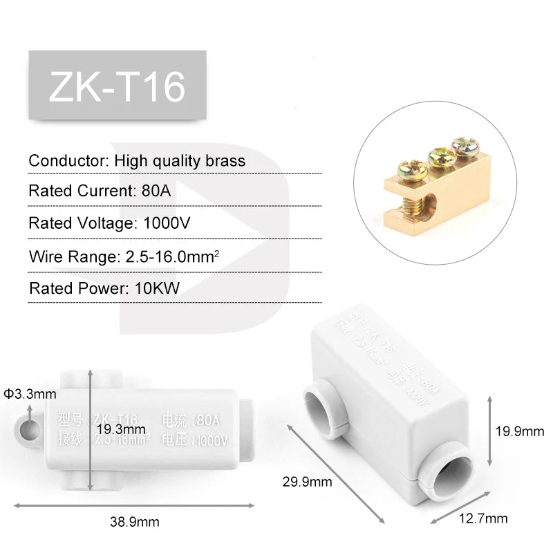 High Power 60A/80A/100A 400V/1000V 1.0-16mm2 No disconnection Wire Connector Cable Splicing Wiring Terminal Block Junction Box