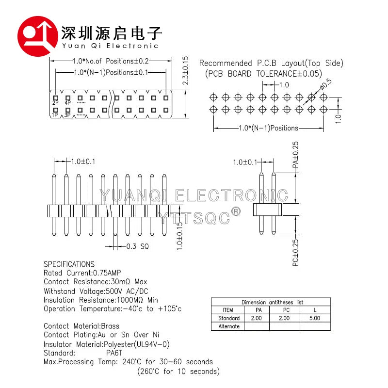 10pcs 1.0mm 1.27mm 2.0mm 2.54mm Pin Header Double Row Male 1/2~40P Breakaway PCB Board Connector Strip Pinheader 1*2/2P 4P 6-40p