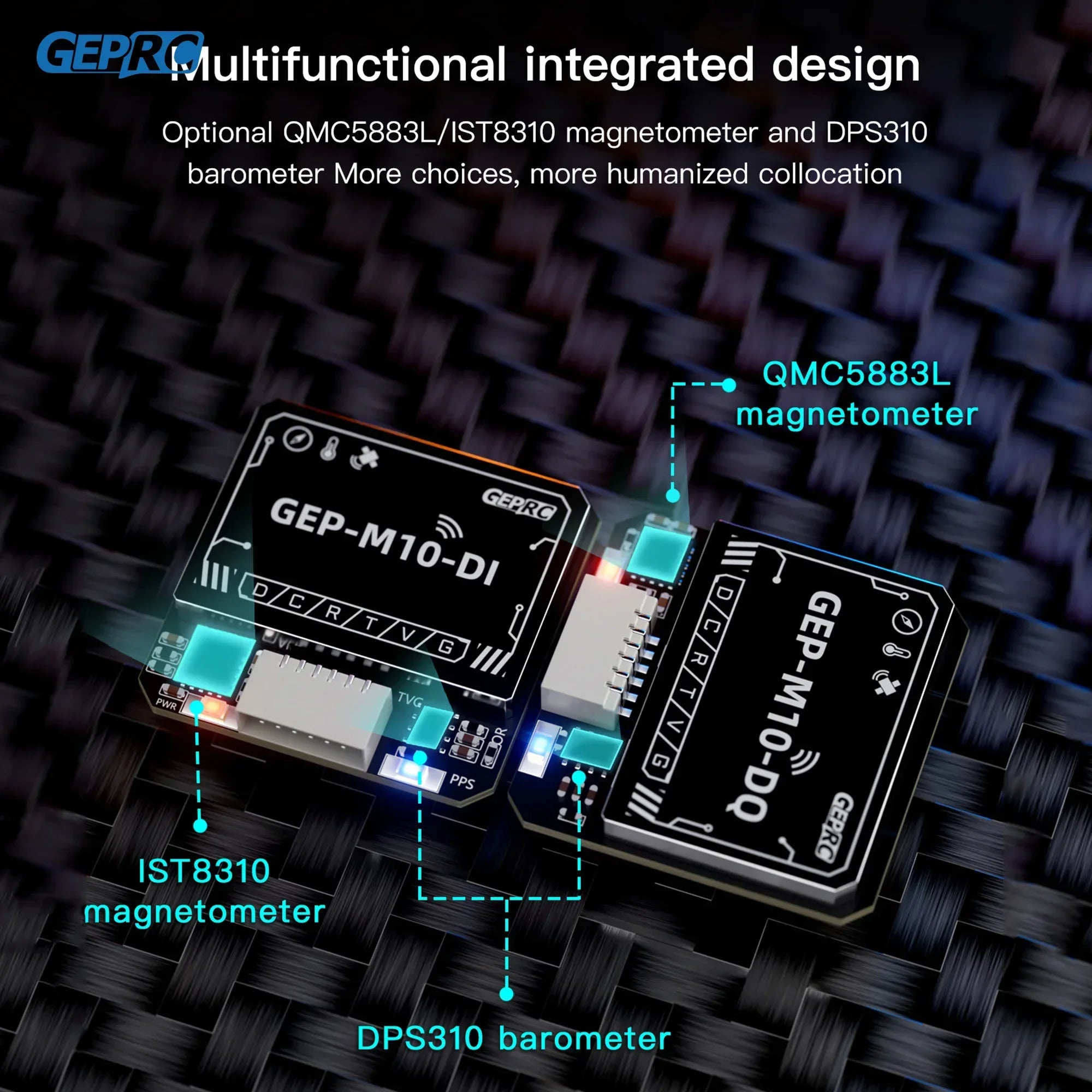 GEPRC GEP-M10 Series GPS Module Integrate SBAS Joint Positioning  M10 Chip QMC5883L Magnetometer DPS310 Barometer FPV Drone