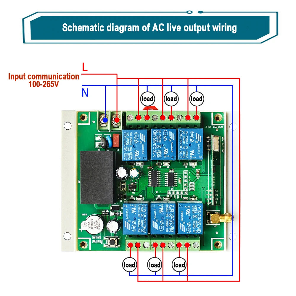 6/8CH Wireless Remote Control Switch AC 220V 100V-265V 10A Relay 6/8 Channels 433MHz Industrial Controller Receiver Transmitter