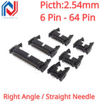 5Pcs 2.54mm Pitch DC2 Male IDC Connector Socket Header With Hook Horn Sample 6P 8P 10P 12P 14P 16P 20P 26P 30P 34P 40P 50P 64Pin