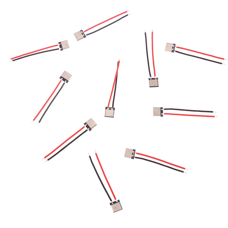 10Pcs Micro USB Type-C 2Pin Horizontal 2P Simple Soldered Female Plug-in Board Quick Charging Connector
