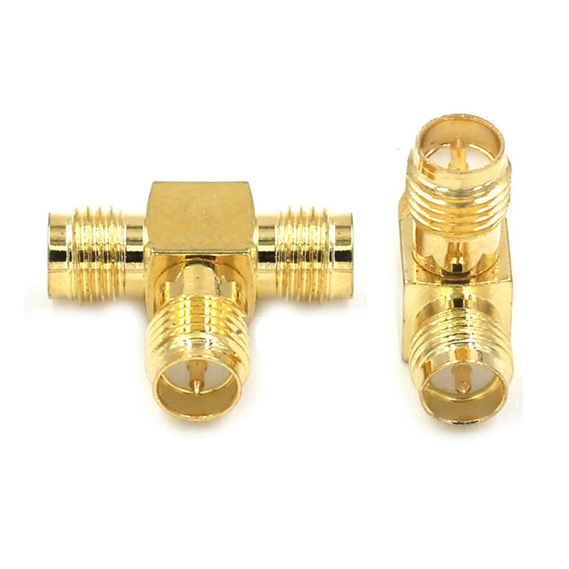 1 Piece RP-SMA Female Plug to 2 Dual RP SMA Female Triple T Type RF Adapter RPSMA 3 Way Splitter Coaxial Cable Connector