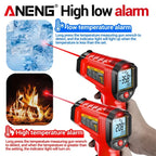 Infrared Thermometer ANENG Non-contact -50~600℃ Digital Laser Temperature Meter TH202 LCD Display Pyrometer Point Gun Tester