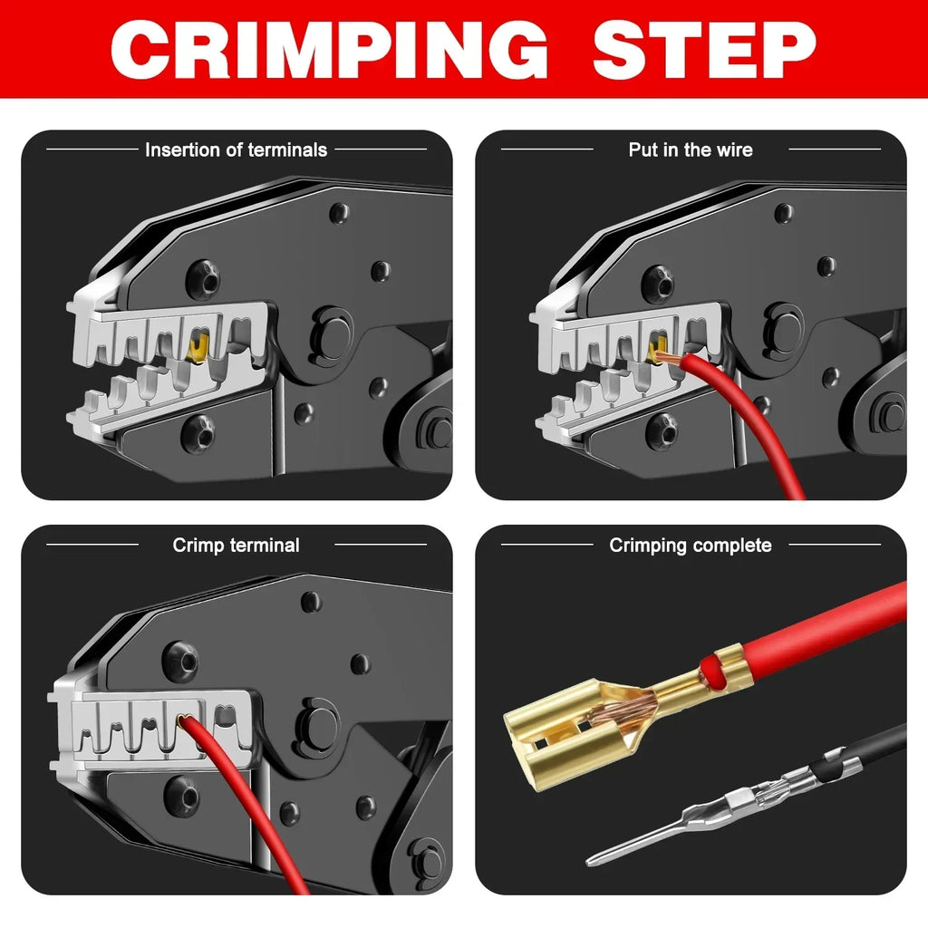 HS-2560 Crimping Pliers for XH2.54/SM2.54/Dupont/3.96/2.8/4.8/6.3/OT Terminals 0.25-6mm² 23-10AWG Connector Hand Crimper Tool