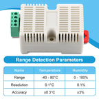 SHTC3 Temperature Humidity Sensor 35MM DIN Tracks Output RS485 Modbus Protocol Industrial Sensors Monitor Transmitter 5Pin
