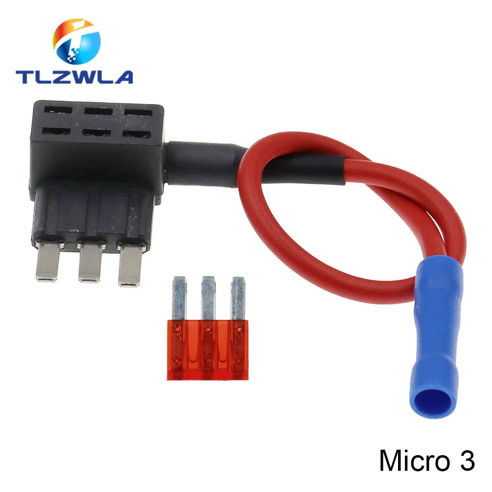 12V MINI SMALL MEDIUM Size Car Fuse Holder Add-a-circuit TAP Adapter with 10A Micro Mini Standard ATM Blade Fuse