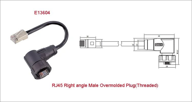 RJ45 CAT5E CAT6A Shield Waterproof RJ45 Ethernet IP67 Connector PCB Panel Mount With Pigtail Cable Outdoor Connector L = 0.3M
