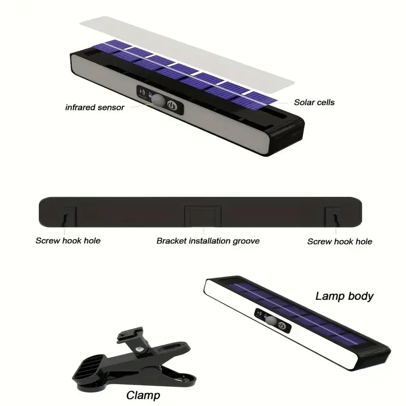 Outdoor Solar Wall Led Light with Human Body Motion Sensor 3 Modes Garden Terrace Garage Courtyard Waterproof Street Lighting