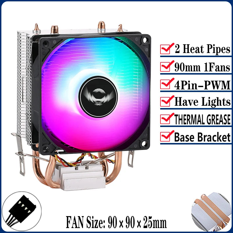 QiuzAim Air-cooled Radiator 2/4/6 Heat Pipe Computer Processor CPU Fan Compatible LGA115x 1200 1700 2011 2066 X79 X99 E5 AM4 AM5