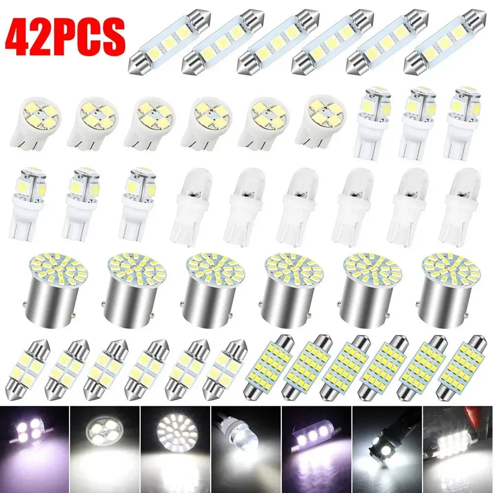 10-42pcs LED Car Interior Lights Bulb T10 6000K SMD LED Replacement License Plate/Reading Light Bulbs Xenon White Interior Light