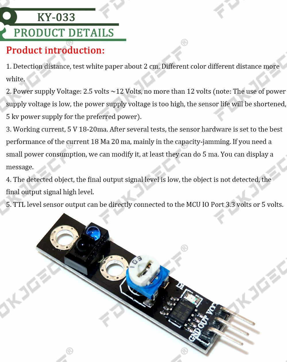 KY033 1 channel tracing module/Intelligent Vehicle tracking probe infrared sensor KY-033 TCRT5000 for Arduino