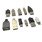 10Pcs USB Connectors Type B/Micro/Mini/USB2.0 Male Female Assembly Adapter DIY Soldering Repair Data Charging Plug Socket