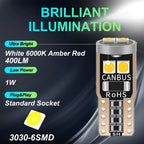 10PCS T10 W5W 3030 6smd Super Bright LED Car Parking Lights WY5W Auto Wedge Turn Side Bulbs Canbus No Error White Red Yellow