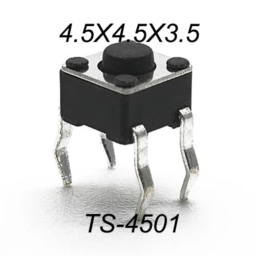 50PCS 4.5X4.5MM 4Pin DIP H=3.5/3.8/4.0/4.3~12mm 12V Tiny Button Tact Switch 260GF Momentary Tactical Push Button Parts Repair