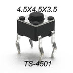 50PCS 4.5X4.5MM 4Pin DIP H=3.5/3.8/4.0/4.3~12mm 12V Tiny Button Tact Switch 260GF Momentary Tactical Push Button Parts Repair
