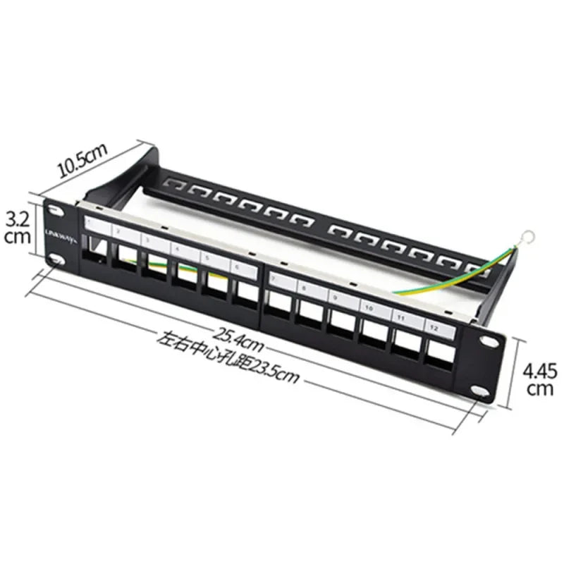 RJ45 CAT6 Cat6A Cat7 Module Patch Panel 12 Port Keystone RJ45 Network Rack Mount Panel Ethernet Wall Jack Distribution Frame