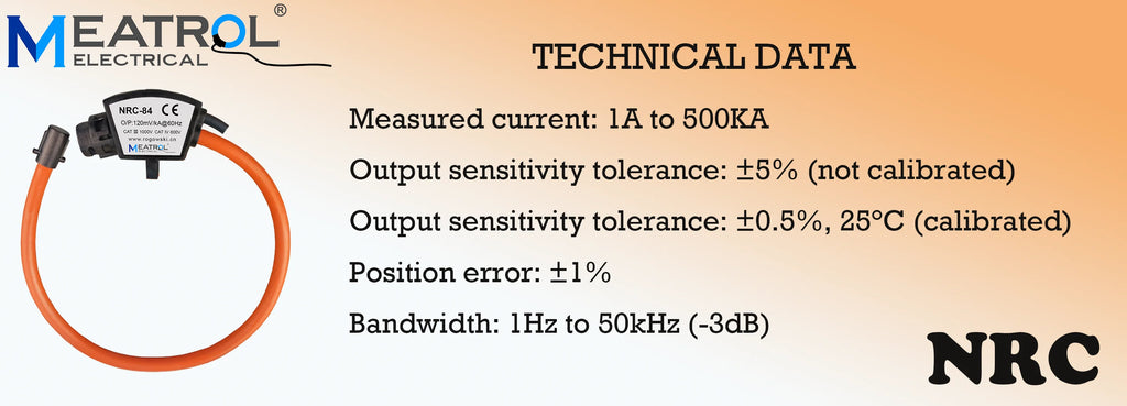 MEATROL NRC High Accuracy 0.5% High Accuracy Flexible Rogowski Coil Current Transformer AC Rogowski Sensor 100A