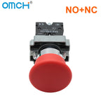OMCH Button Switch Self Reset SKB2 Small Mushroom Head Emergency Stop 22mm Knob Key Start Inching Power On